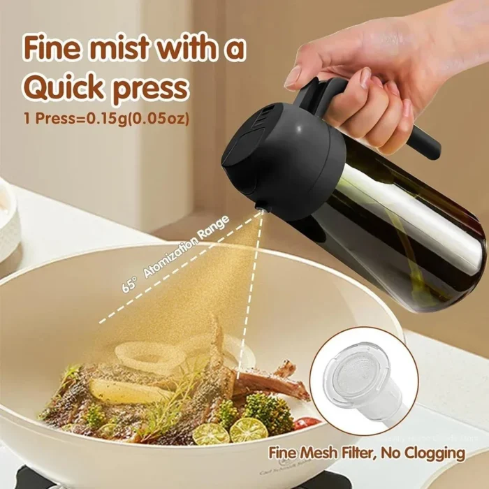 16oz/470ML Light-Blocking Dark Oil Sprayer for Cooking 2 in 1 Olive Oil Dispenser Bottle for Kitchen Dark Green Glass Oil Bottle - Image 2