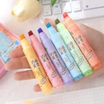 6pcs Creamy Fruity Aroma Highlighters Pastel Cute Highlighter Assorted Colors Dry Fast for Bible Journal School Office Supplies - Image 2