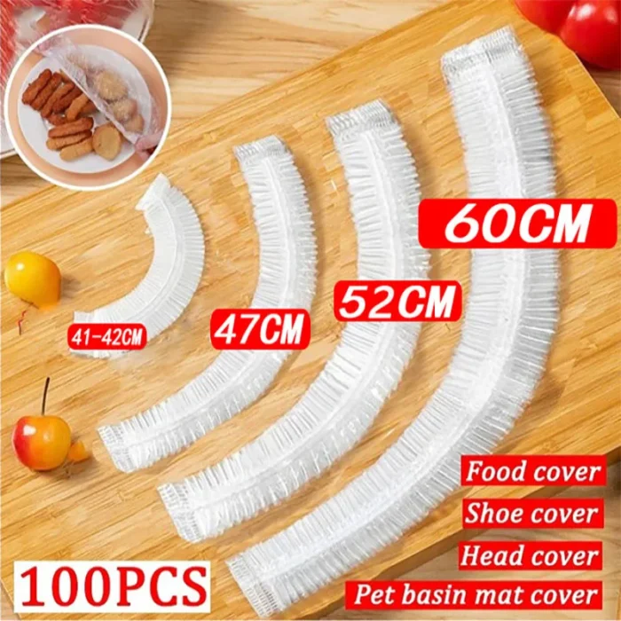 50 Pieces Disposable Food Cover Plastic Wrap Food Grade Fruit And Vegetable Plastic Bags Elastic Plastic Bags Kitchen Organizer - Image 1