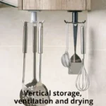 1pc Black Kitchen Rotating Punch-free Wall-mounted Shelf 6 Rotating Hooks Pot Shovel Chopping Nail-free Adhesive Hook Rack - Image 5