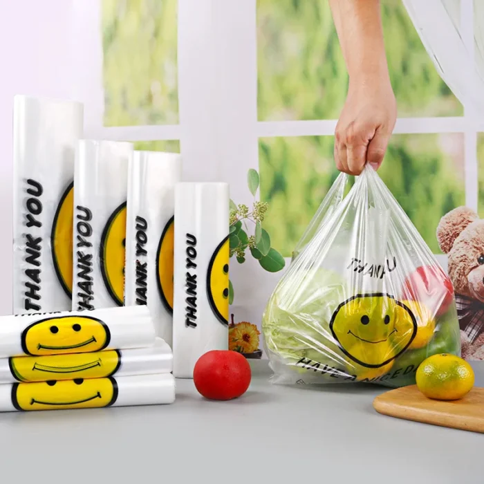 50 Pcs Plastic Bag 3 Sizes Food Storage Bags with Handle supermarket Grocery Shopping Useful Shopping Bag Kitchen Storage Basket - Image 1