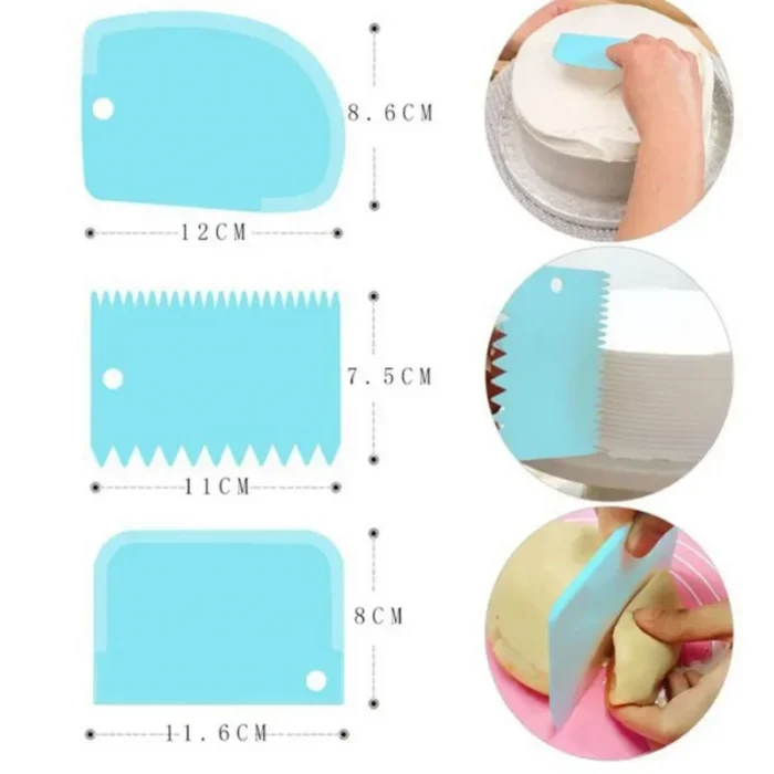 3PCS/Lot Cream Scraper Smoother DIY Cake Decorating Fondant Pastry Cutters Molds Kitchen Scrapers Baking Spatulas Tools - Image 4