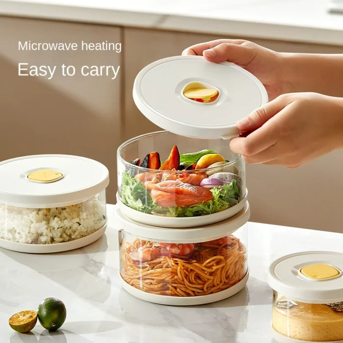 Glass Tupperware Set Airtight Containers Heat Resistant Lunch Box Food Storage for Frozen Rice Salad Bowl and Lid Take Away - Image 3