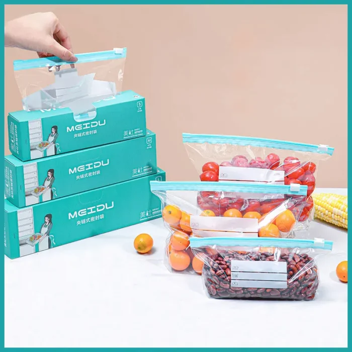 Reusable Zipper Bag Stand Up Zip Shut Plastic Freezer Bag Fruit Vegetable Ziplock Kitchen Food Storage Organizer Pouch - Image 1