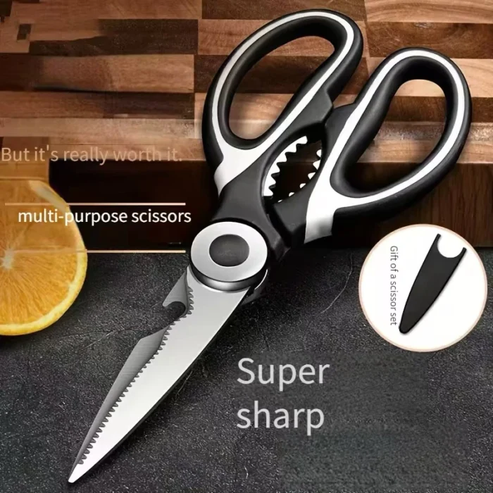 Multifunctional kitchen scissors Household fish cutting meat scissors Stainless steel scissors Multifunctional kitchen scissors - Image 1