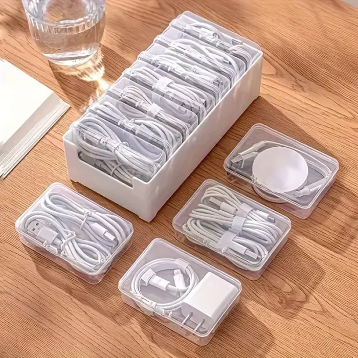 Cable Organizer Storage Box Set Durable Plastic Daily Office Supplies Sundries Charging Cord & Mobile Device Management Storage - Image 1