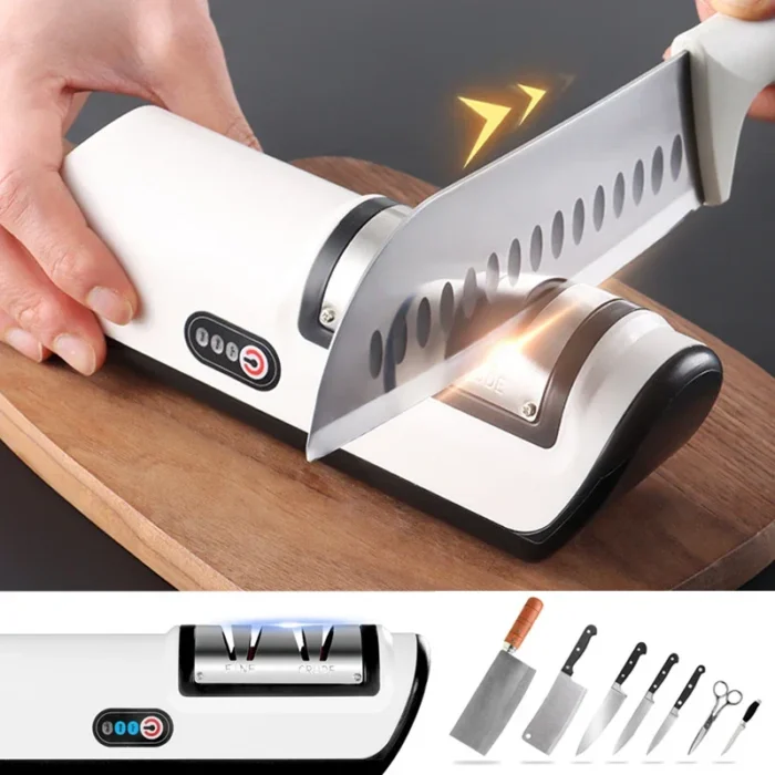 Kitchen Electric Knife Sharpener Multifunctional Automatic Professional 4 Gears Electric Knife Sharpener Kitchen Accessories - Image 1