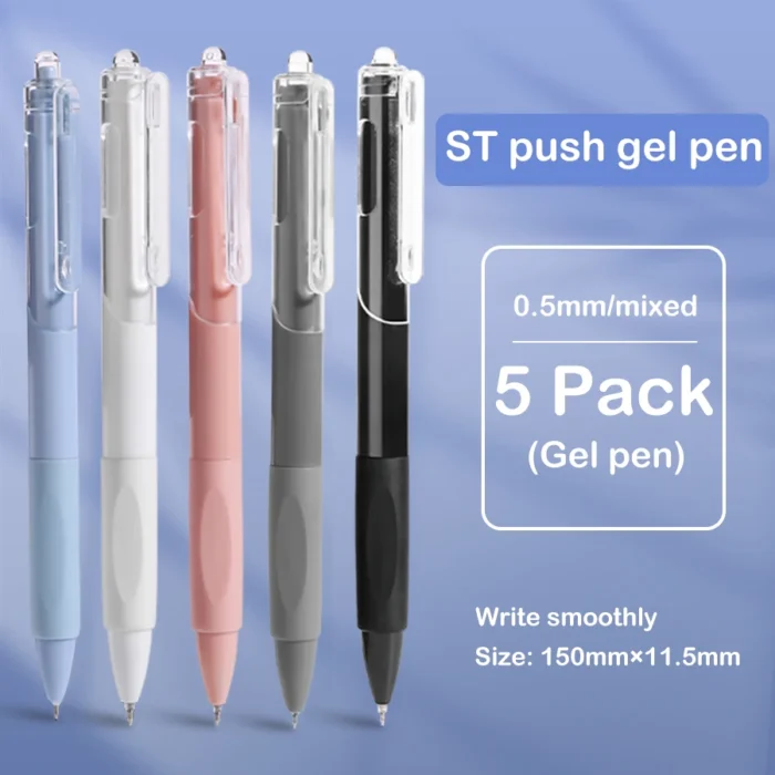 5 pcs gel pen ins smooth press quick-drying 0.5mm black pen ballpoint pens school supplies stationery - Image 1