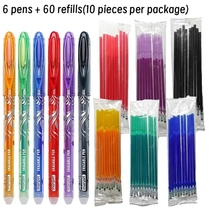Erasable Pen 0.5mm Set 6 Color Ink Gel Pen Erasable Refill Rod Washable Handle School&Office Writing Stationery Gel Ink Pen - Image 1