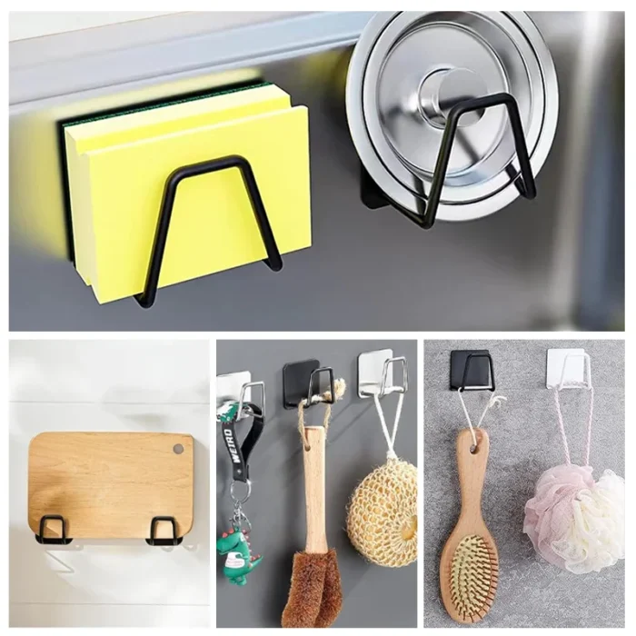 Sponge Holder for Kitchen Sink Self Adhesive Drain Drying Rack Kitchen Wall Hooks Accessories Dish Sponge and Brush Holder - Image 6