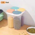 Kitchen Cereals Storage Box Plastic 4 grids Cereals Sealed Jar Food Container Moisture-proof Grain Tank Spaghetti Keep Fresh Box - Image 5
