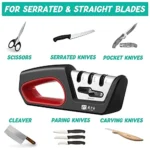 Four in one kitchen sharpener restores serrated blade knives and scissors, diamond tungsten steel ceramics - Image 6