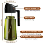 16oz/470ML Light-Blocking Dark Oil Sprayer for Cooking 2 in 1 Olive Oil Dispenser Bottle for Kitchen Dark Green Glass Oil Bottle - Image 6