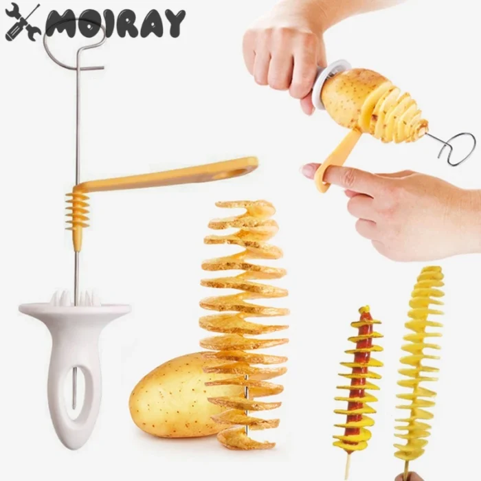 Spiral Potato Cutter Twisted Slice Potato Tower Whirlwind Potato Cut Diy Creative Fruit And Vegetable Spiral Slicer For Kitchen - Image 1