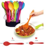 For Better Life 1Pc Soft Silicone Spoon Stirring Long Handle Tableware Cooking Utensils Ladle Kitchen Accessories