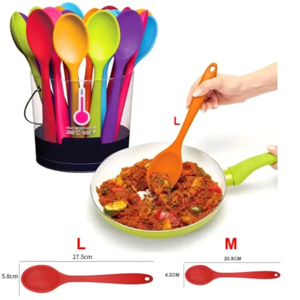 For Better Life 1Pc Soft Silicone Spoon Stirring Long Handle Tableware Cooking Utensils Ladle Kitchen Accessories