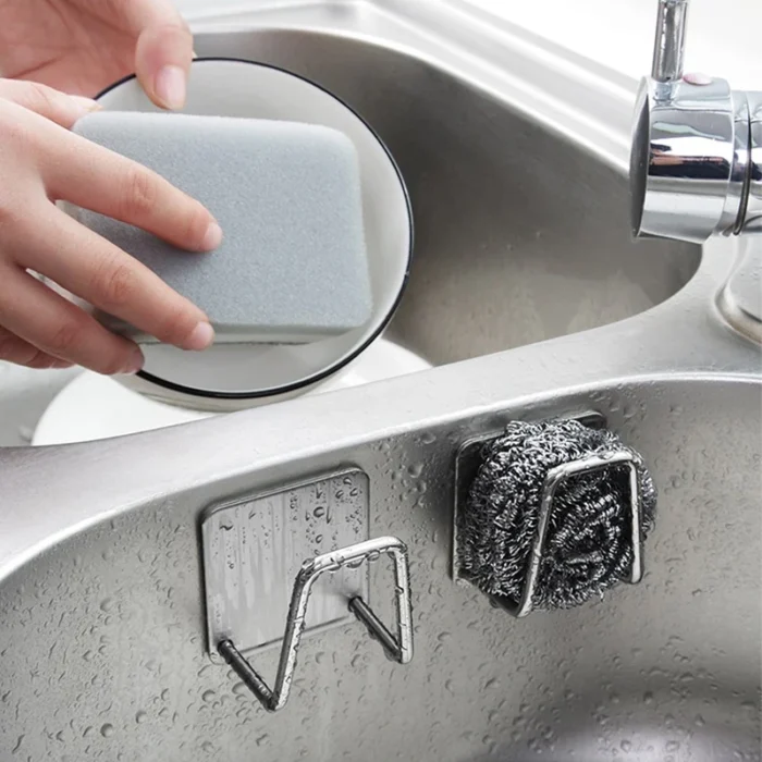 Stainless Steel Sink Sponge Rack For Sponge Steel Wire Ball Draining Paste The Inner Wall Of The Sink Kitchen Supplies - Image 4